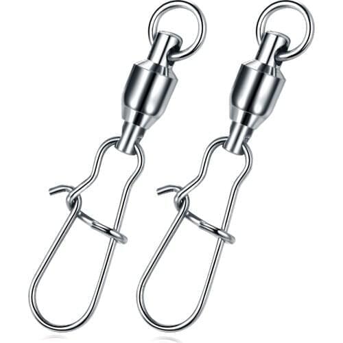 10PCS/lot Stainless Steel Fishing Connector Swivels Interlock Rolling with Hooked Bearing Fishhook Lure Tackle Accessories