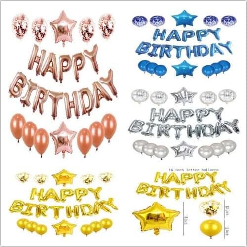 Happy Five-pointed Star Birthdays Baloon Girl Boy Balloons Decoration Accessories Suit Letter