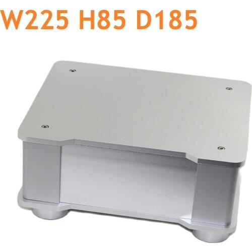 Full Silver Aluminum DAC Chassis Power Amplifier Box No Hole Decoding Headphone Amp Case PSU Box Home Audio DIY Shell W225 H85