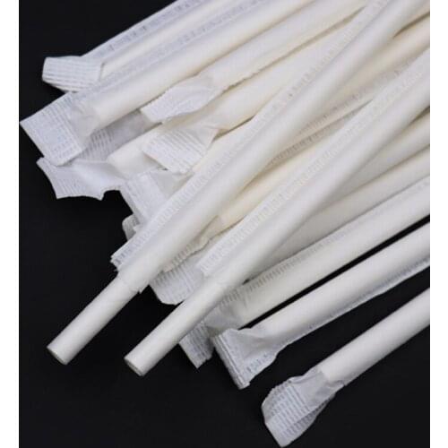 1000pcs Disposable Paper Straws White Plain Drinking Straws Party Restaurant Dinner Straw