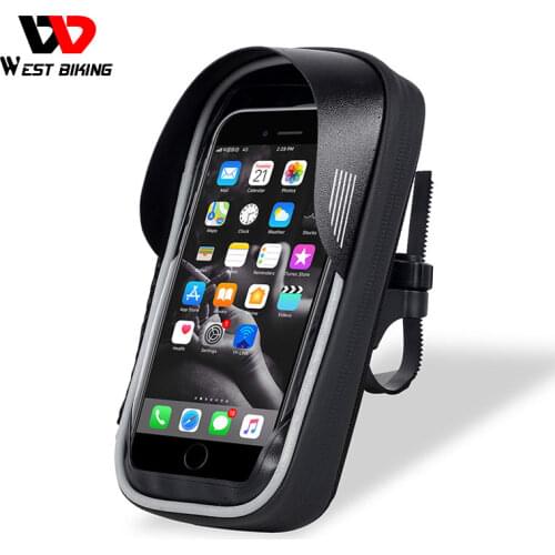WEST BIKING Waterproof Bike Phone Bags For 6.0 inch iPhone Samsung Phone Mount 360 Degree Rotation MTB Cycling Handlebar Bag