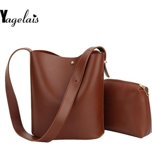 Fashion Wild Bucket Bag Simple Style PU Leather One Shoulder Female Handbag Female Bag Casual Black / Brown