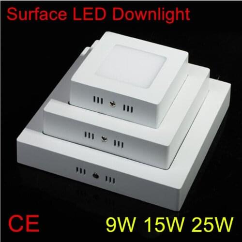 Super Bright 9W 15W 25W Led Panel Light Surface Mounted Square Downlight ceiling down AC110V-240V Surface lamp with LED Driver