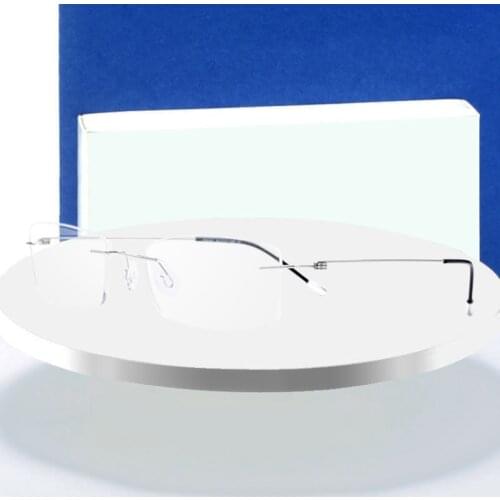 Titanium Rimless Rectangular Shape Eyeglasses Optical Frame for Men and Women Eyewear