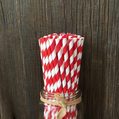 Red and White Striped Paper Straws 4th of July Party Supply Wedding Decoration Baby Shower Decorations