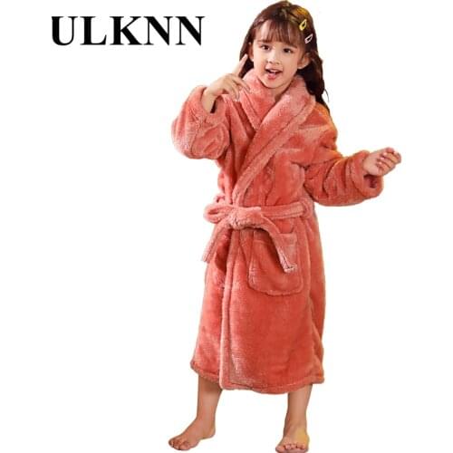 ULKNN Kids Winter Sleepwear Robe Childrens Bathrobe For Girls 2021 Flannel Warm Pajamas For Boys 2-14 Years Teenager Autumn