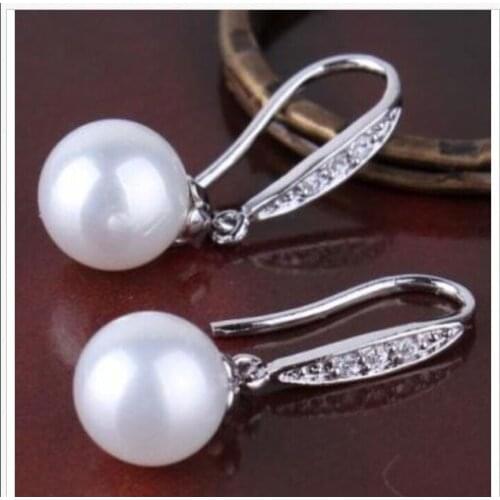 Gorgeous 10-11mm natural south sea white pearl dangle earring 925s