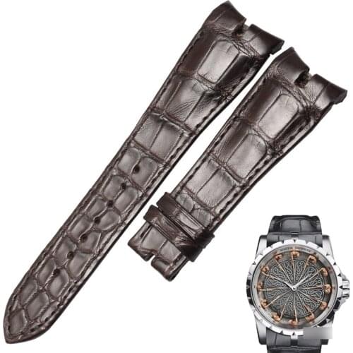 WENTULA watchbands for EXCALIBUR alligator skin /crocodile grain Leather leather strap watch band