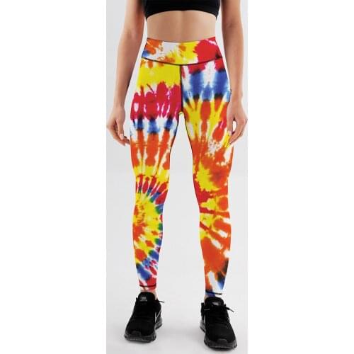 Women Sport Leggings Tie-Dyed High Waist Yoga Pants Girls Gym Workout Leggins Elastic Running Tights Hip Lifting Jogger Trousers