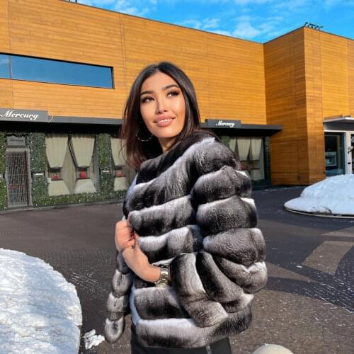 Winter Fashion Real Rex Rabbit Fur Jacket O-neck Natural High Quality Genuine Rabbit Fur Coat Woman 2021 New Trendy Fur Outwear