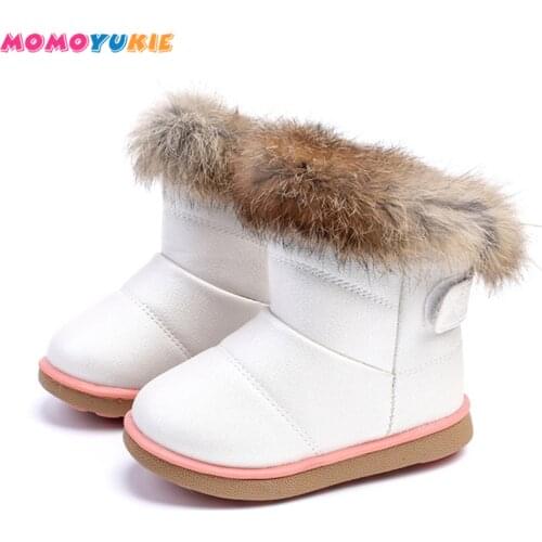 Winter Fashion child girls fur snow boots shoes warm plush soft bottom baby girls boys boots leather winter snow boot for baby