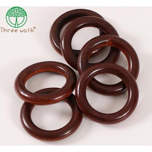 55mm 20pcs Dark coffee color vintage wood ring wood loop brown round wooden beads DIY accessories jewelry findings