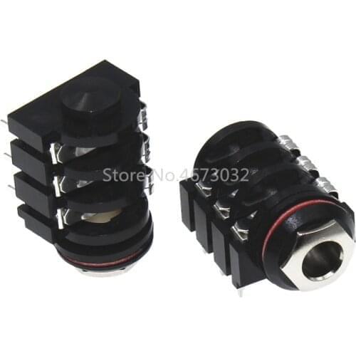 2PCS 6.35mm/6.35 Stereo Audio Microphone Female socket/Jack Connector 6P/6PIN