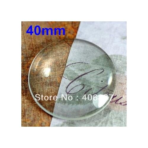 20pcs/lot, Good Quality 40mm Domed Round Transparent Clear Magnifying Glass Cabochon