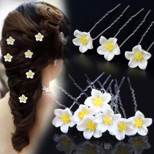 20Pcs/Lot Women Bridal Wedding White Flower Lily Hairpin Clip Barrettes Sticks Hair Braider Styling Tools Accessories