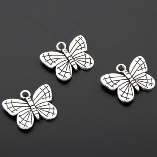 20pcs Silver Color Small Butterfly Charms Pendant Making Diy Handmade Jewelry A2663