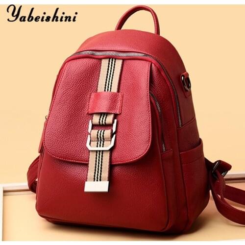 2021 Casual Leather Designer Backpack Women Large Capacity Backpacks For School Teenagers Girls High Quality Travel Backpack