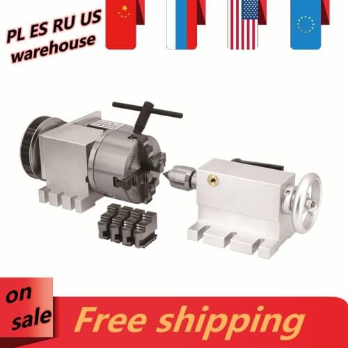 ES PL RU 4th axis chuck Nema34 4.5Nm close loop stepper motor ratio (4:1) K12-100mm 4-Jaw Chuck+mt2 tailstock + HBS860H for CNC