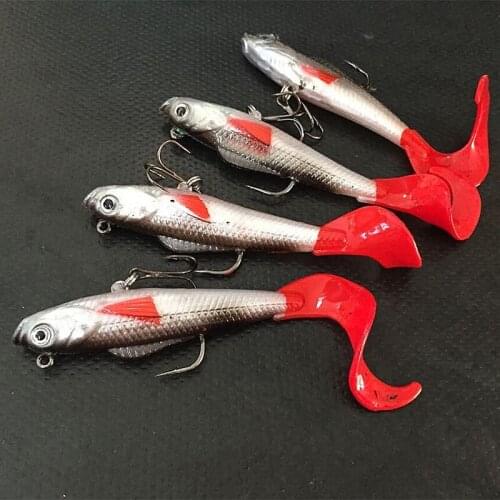 4 Pcs/lot Lead Head Soft Fishing Lures Long Tail Pesca Sharp Hook Soft Fish Bait 10cm 9.3g Wholesale Price