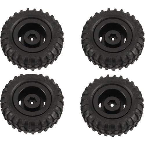 4PCS Metal Beadlock Wheel Rims Tires Tyre Set for Axial SCX24 90081 1/24 RC Car