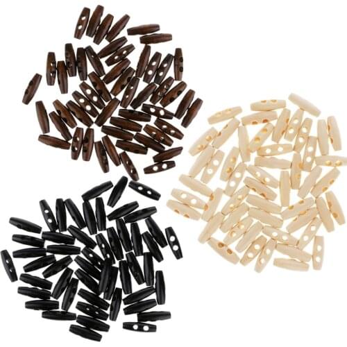 50Pcs DIY Wooden Toggle Buttons Handmade Crafts for Kids Children Clothes