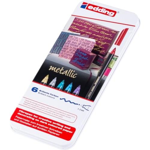 6pcs Metallic Brilliant Textliner Original Marker Highlighter 6 Colors Set Bright Writing Art Pen Painting