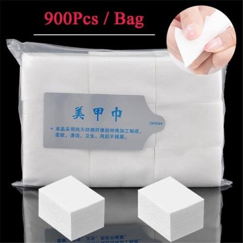 900PCS/Lot Lint-Free Nails Napkins UV Gel Polish Remover Nail Wipes Polish Remover Clean Wipes Cotton Lint Pad Paper