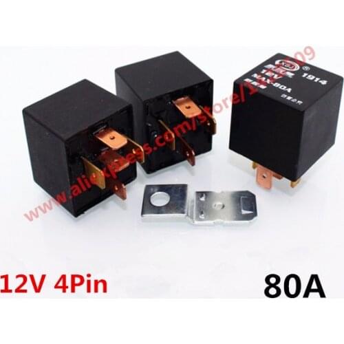 5 Sets JD1912 DC 12V 80A 4 Pin Auto Relay Distance Light Horn Air Conditioning Fan Relay With Iron Bracket