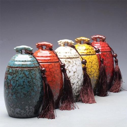 Double leopard head tea jar caddy storage tank ceramic sealed cans tea pot food cans puer oolong onsale