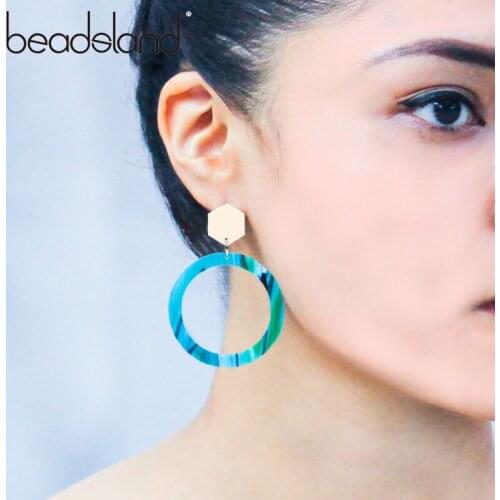 Beadsland Acetic Acrylac Round Pendant Drop Earrings Hyperbole Fashion Elegent Design Women Girl Gift 38732