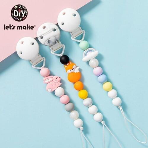 LetS Make 10pc Nipple Chain Silicone Animal Pacifier Chain Personalized Pacifier Clip For Nipples Baby Toys For New Born Baby
