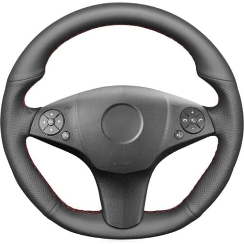 Black Artificial Leather Car Steering Wheel Cover for Mercedes Benz SLR-Class 2009 SL-CLass AMG 63 65 2009-2012 SLK-Class AMG 55