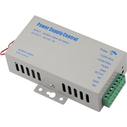 DC12V 5A Access Control Power Supply Controller Switch AC90V-260V Input with Time Delay for 2 Electronic Locks Intercom System