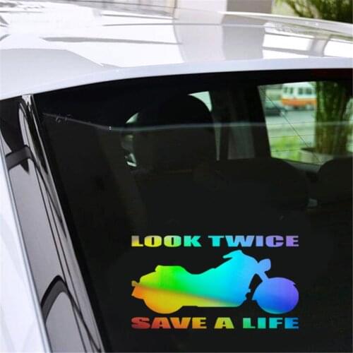 LOOK TWICE SAVE A LIFE Car Sticker Wall Home Glass Window Door Vinyl Decal Funny Motorcycle Car Styling