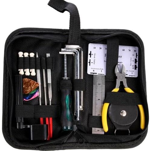 Guitar Tool Kit Repairing Maintenance Tools String Organizer String Action Ruler Gauge Measuring Tool Hex Wrench Set Files Fin