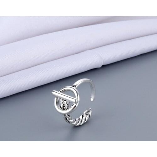 Creative Ancient Silver Color Geometric Open Rings For Women Men Vintage Adjustable Stackable Link Twisted Ring Fashion Jewelry