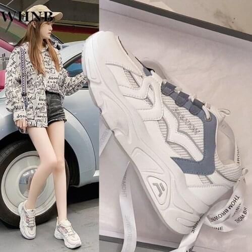 Fashion Spring Breathable Platform Sneakers Women Shoes Korean Lace Up Chunky Sneakers Mixed Color Womens Vulcanize Shoes Woman