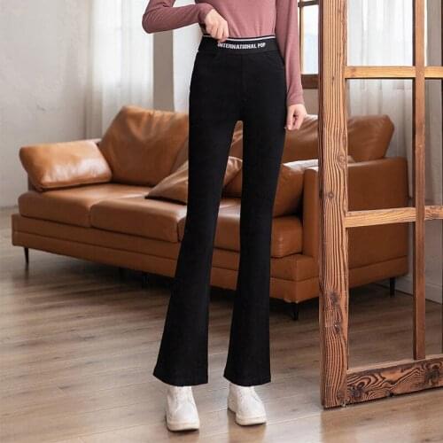 2020 Spring and Summer New Bootleg Pants Womens High Waist Slimming Stretch Trousers Leggings Elastic Waist Casual Pants