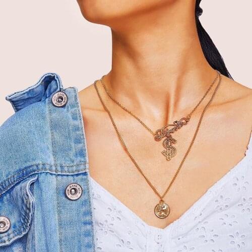 Punk Multilayered Gold Chunky Chain Choker Necklace For Women Fashion Diamond Pendant Necklace 2021 Trend Jewelry