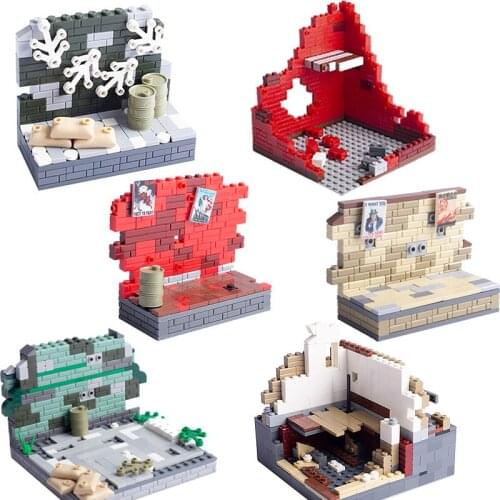 MOC Military Artillery WW2 Ruins Building Blocks Germany Army Soldiers Figures Parts City Weapons Accessories Children Toys
