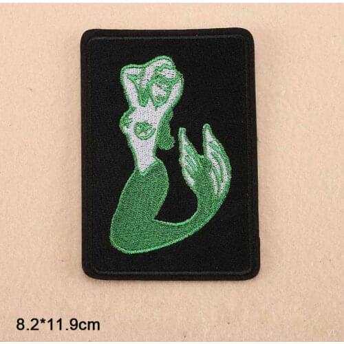 Mermaid Zombie Head Kiss Iron On Patches Embroidered Clothes Patch For Clothing Clothes Stickers Garment Apparel Accessories