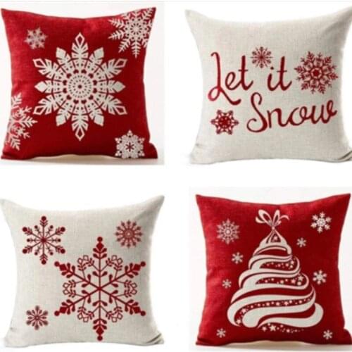 Cushions 45x45 Pillow Cases 2022 Snowflakes Cotton Decorative Pillows for Sofa Christmas Ornamental Pillows for Living Room Home