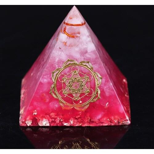 Orgonite pink tree of life Pyramid Healing crystal Stone plasma Orgone Energy generator Meditation tool Ion therapy