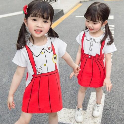 Printed baby girls dress novelty summer cotton baby dress for 1-6 Years Old children summer clothes cartoon pattern infant dress