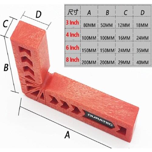 DURATEC 90 degree right angle clamp L-square holder ruler clamping squares woodworking tools 3" 4" 6" 8"
