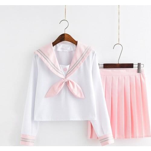 2020 light pink Japanese school uniform skirt JK uniform Class uniforms Sailor suit College wind Suit Female Students uniforms