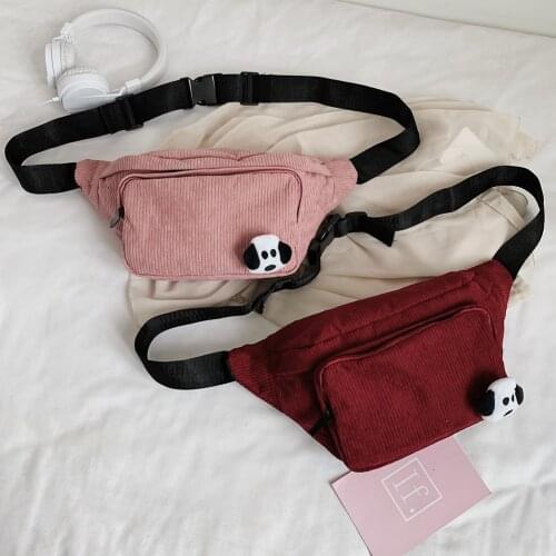 Corduroy Waist Bag Women Simple Zipper Fanny Phone Belt Bum Pouch Ladies Casual Shoulder Crossbody Pack