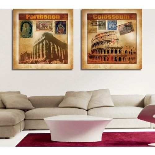 Vintage Poster European Building Landscape Painting Nordic Art Canvas Prints Modular Wall Pictures for Living Room Home Decor