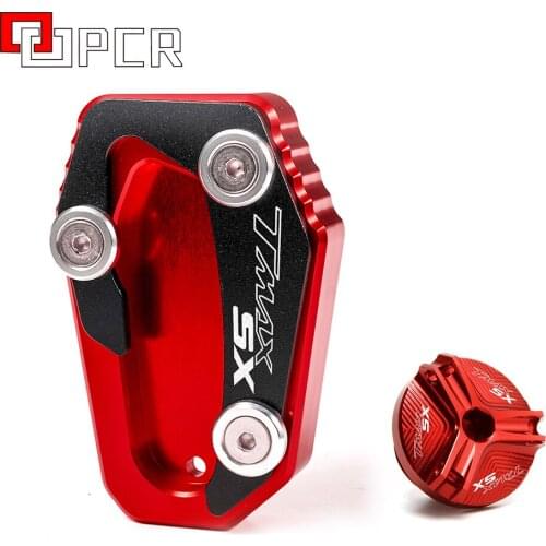 Motorcycle Kickstand Side Stand Extension Pad Enlarge Plate & Oil Filler Plug Cover For Yamaha Tmax 530 DX SX 2017 2018 2019