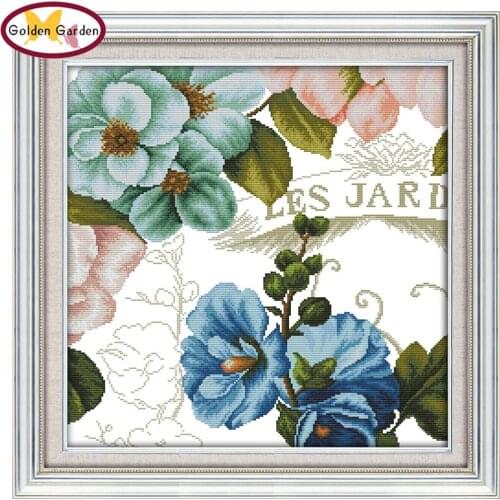 GG Orchid Flower Cross Stitch Needlework Embroidery DIY Kits Painting 14CT 11CT Joy Sunday Cross Stitch Christmas for Home Decor